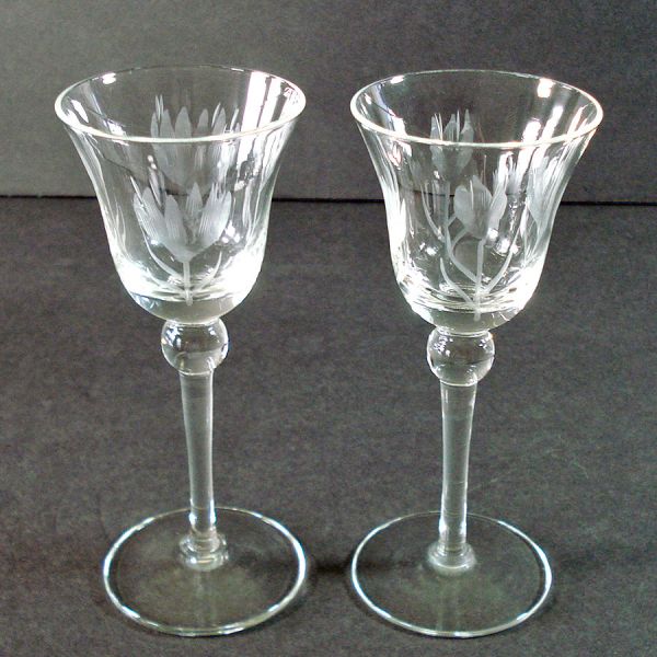 Crocus Etch Liquor Cordial Goblets Set of 8 #2