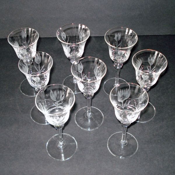 Crocus Etch Liquor Cordial Goblets Set of 8 #5