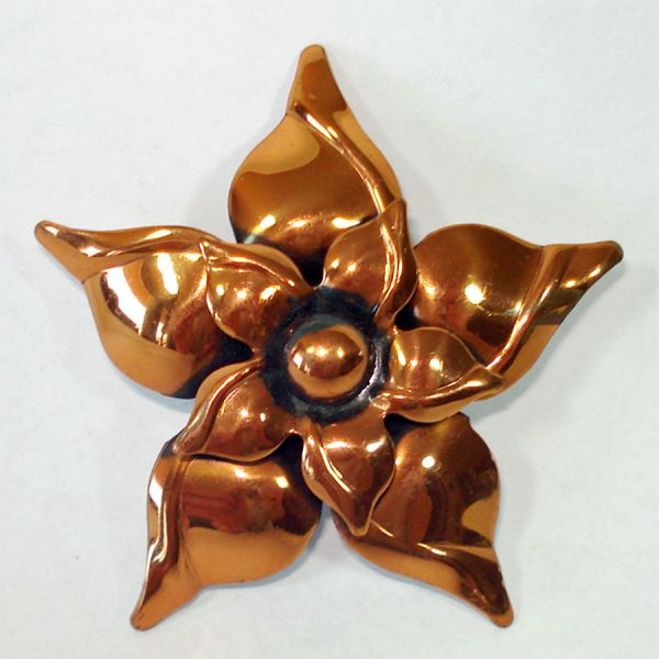Double Layer Copper Star Flower Brooch Pin Clearance