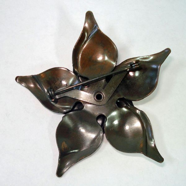 Double Layer Copper Star Flower Brooch Pin #2