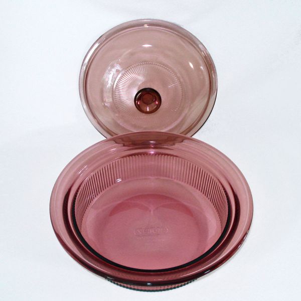 Corning Pyrex Visions Cranberry 1 Quart Covered Casserole Baker #2