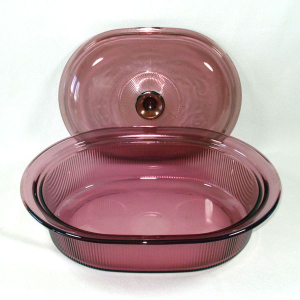 Corning Pyrex Visions Cranberry 4 Quart Oval Roaster #2