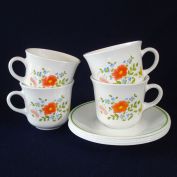 Corelle Wildflower Set 4 Cups and Saucers