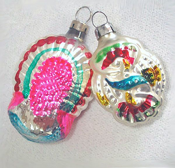 Czech Eagle Shield and Peacock Glass Christmas Ornaments #2