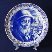 Boch Freres Belgium Delft Old Fisherman Wall Plate Clearance