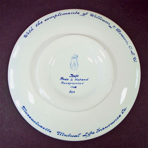 Pair 1950s Delft Birth Plates With Baby and Stork Clearance #5