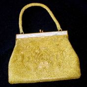 DeLill Gold Beaded Handbag Purse Mother of Pearl Frame