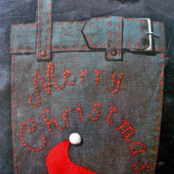 Edna Looney Denim Santa Christmas Stocking Needlework Kit #3