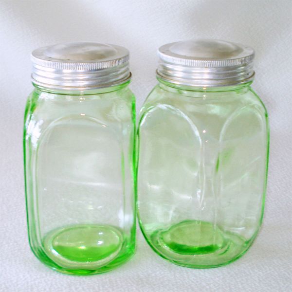 Hoosier Green Glass Storage Canister Jars Depression Era