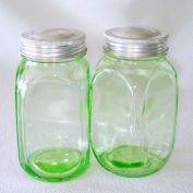 Hoosier Green Glass Storage Canister Jars Depression Era