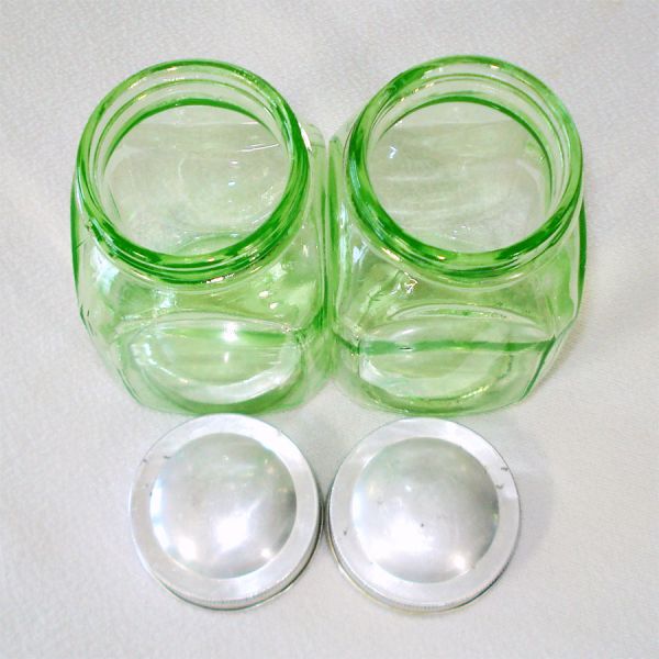 Hoosier Green Glass Storage Canister Jars Depression Era #2