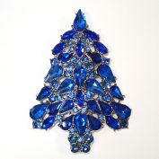 Blue Rhinestone Christmas Tree Brooch Pendant Pin Clearance