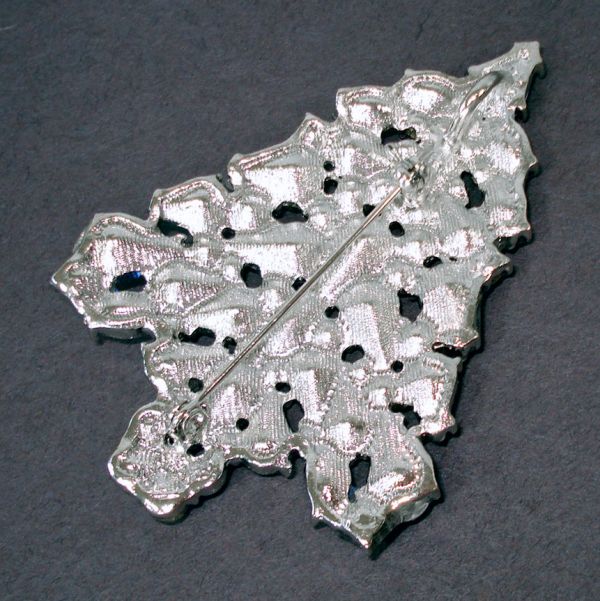 Blue Rhinestone Christmas Tree Brooch Pendant Pin #2