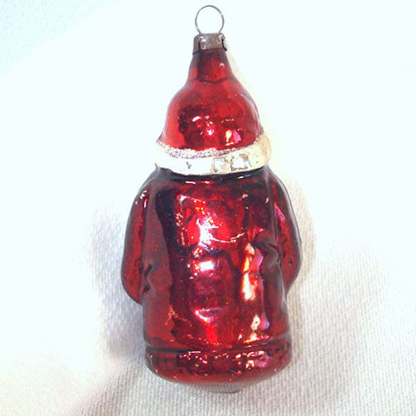Santa Claus With Tree Glass Christmas Ornament #2