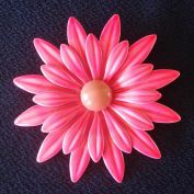 Big Hot Pink Daisy Enameled Flower Power Pin Brooch