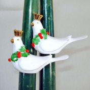 Napco Bone China Miniature Christmas Doves Candle Rings Huggers