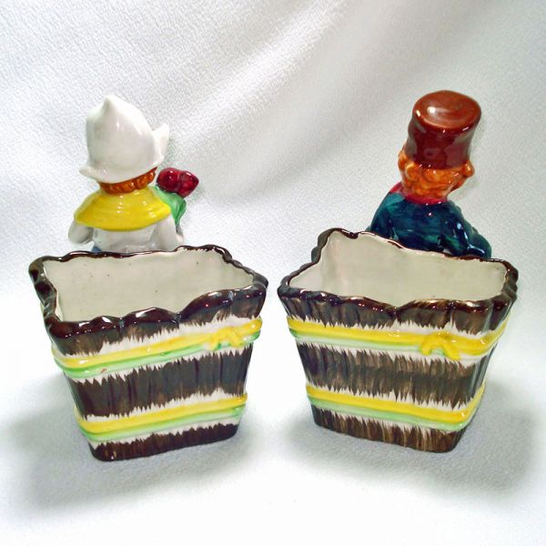 Pair Dutch Girl and Boy Ceramic Planters Clearance #2