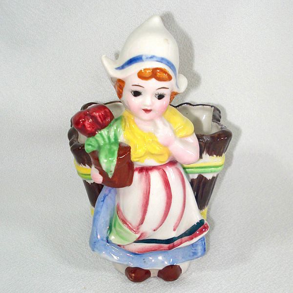 Pair Dutch Girl and Boy Ceramic Planters Clearance #4