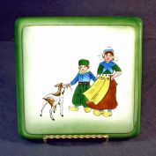 German Tile Trivet Hand Painted Dutch Children Goat Clearance