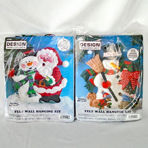 Design Works 2 Christmas Felt Needlecraft Kits Santa Snowman Clearance