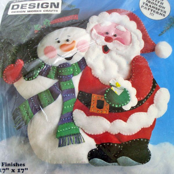 Design Works 2 Christmas Felt Needlecraft Kits Santa Snowman #2