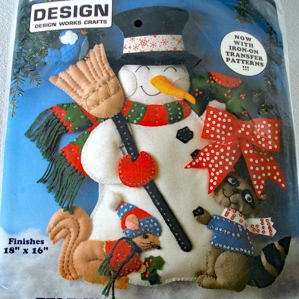 Design Works 2 Christmas Felt Needlecraft Kits Santa Snowman #3