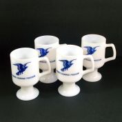 Milk Glass Eagle Pedestal Mugs Set of 4 John Denver Clearance Song Lyrics