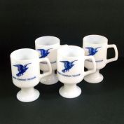 Milk Glass Eagle Pedestal Mugs Set of 4 John Denver Song Lyrics