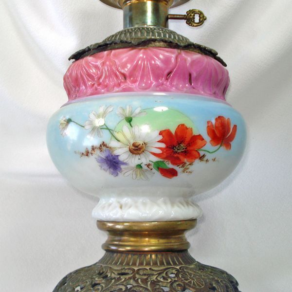 Victorian Hand Painted Parlor Lamp Converted to Electric Clearance #3