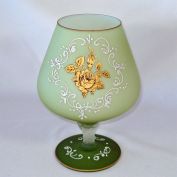 Italian Empoli Art Glass Satin Green Snifter Vase