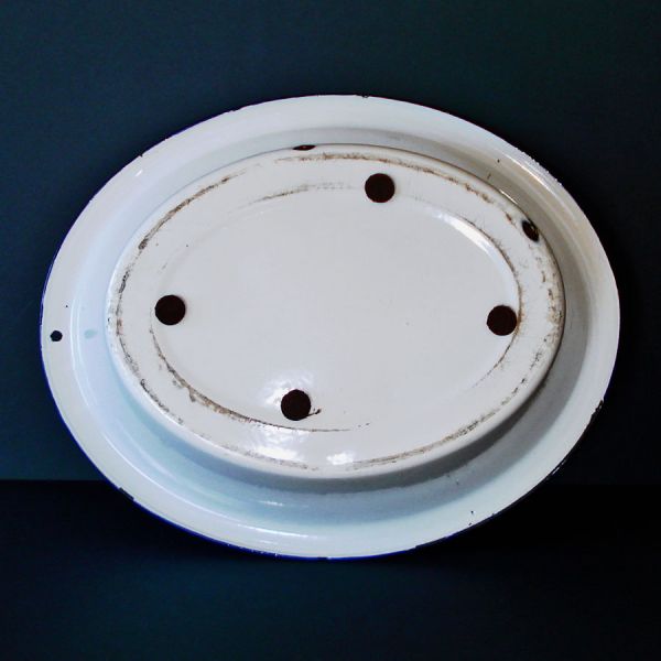 Large White Enamel Graniteware Wash Tub or Baby Bathtub #2