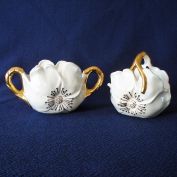 Figural Flower Form Creamer and Sugar Set