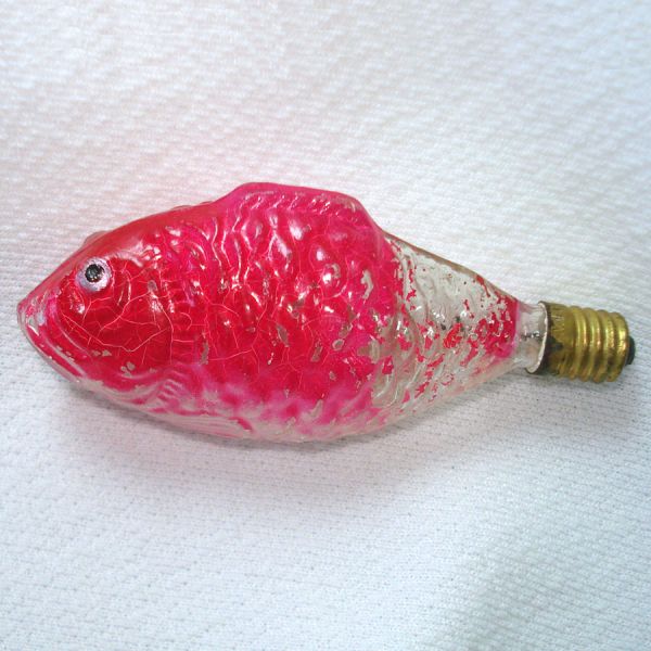 Pink Fish Clear Glass Figural Christmas Light Bulb Works Clearance