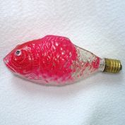 Pink Fish Clear Glass Figural Christmas Light Bulb Works Clearance