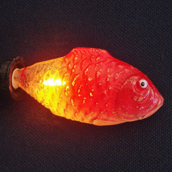 Pink Fish Clear Glass Figural Christmas Light Bulb Works #2
