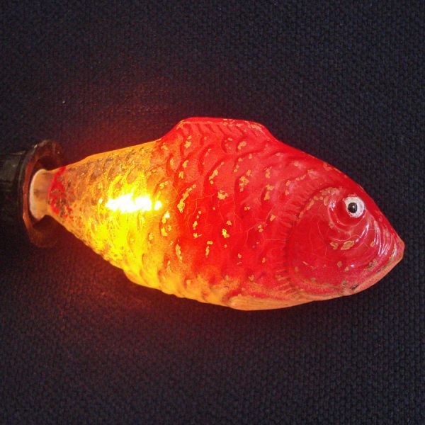 Pink Fish Clear Glass Figural Christmas Light Bulb Works Clearance #2