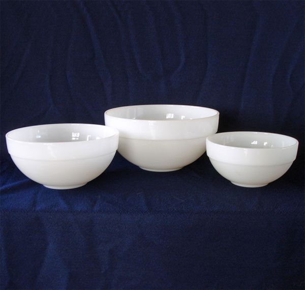 Fire King Colonial Band White Glass Mixing Bowls Set #4