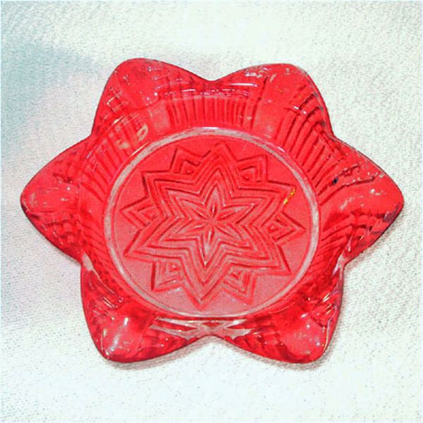 Hazel Atlas Star in Star Ruby Flashed Glass Ashtray