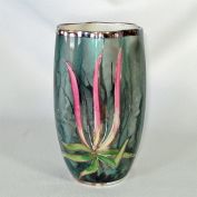 Hand Painted Asian Porcelain Pleated Vase