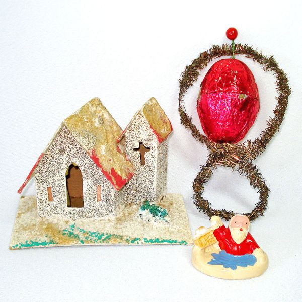 Foil Tinsel 1930s Christmas Candy Container Ornament And More Clearance