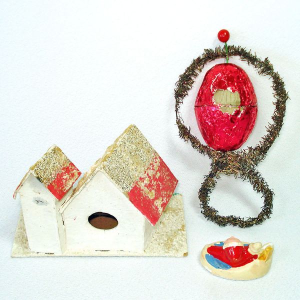 Foil Tinsel 1930s Christmas Candy Container Ornament And More #2