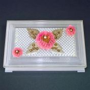 1950s Plastic Trinket Dresser Box Sequin Rose Decoration