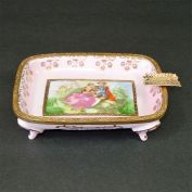 Porcelain Fragonard Courting Couple Ormolu Ashtray