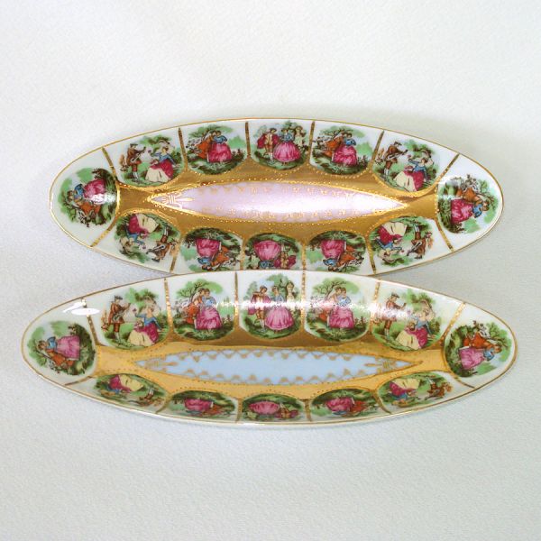 Arnart Fragonard Romantic Scenes Porcelain Celery Dishes #4