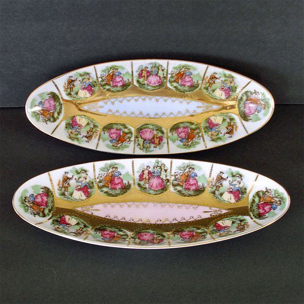 Arnart Fragonard Romantic Scenes Porcelain Celery Dishes Clearance