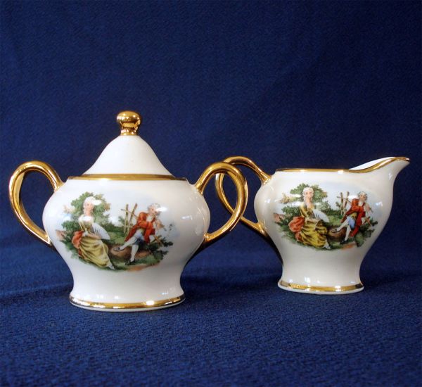 Fragonard 1940s Courting Couple Creamer Sugar Set Clearance #2