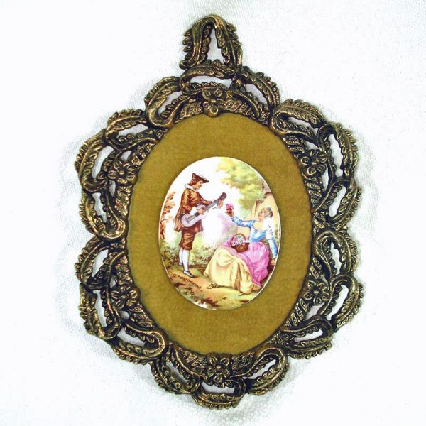 Fragonard Framed Porcelain Cameo Wall Hanging