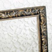 Carved Wood 14 by 11 Picture Frame in Antiqued Gilt Narrow Moulding