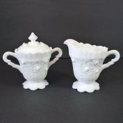 Fenton White Rose Creamer and Covered Sugar