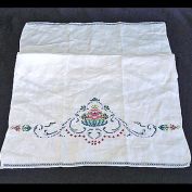 Embroidered Linen Flower Basket Guest or Fingertip Towel Clearance